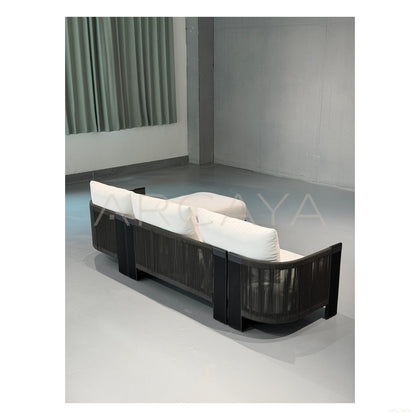 Striata Black White Outdoor Chair - scene