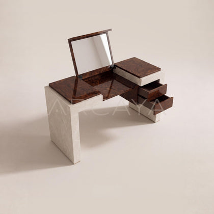 Italian Burl Wood Marble Flip Top Vanity - main