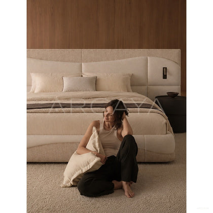 Master Bedroom Wide Headboard Bed - scene