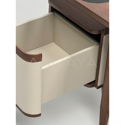 Italian Walnut Leather Glass Executive Desk - scene