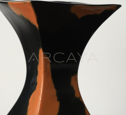 Mid Century Black Brown Kiln Glaze Vase - scene