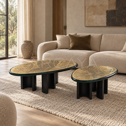 Resin Metal Carved Coffee Table - scene