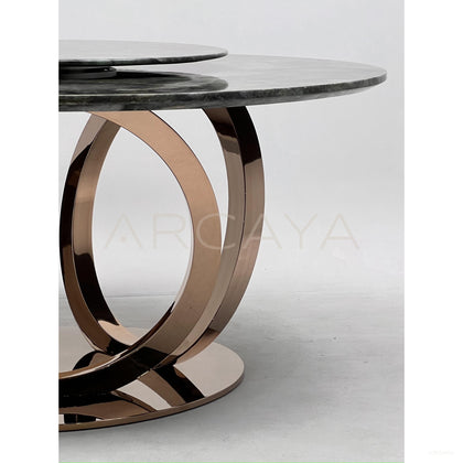 Rose Gold Stone Round Table Lazy Susan - scene