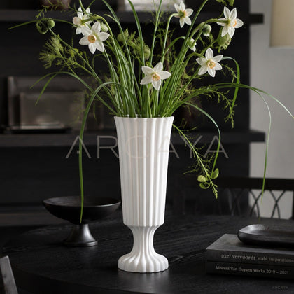 Ribbed Matte Ceramic Vase Handmade - main