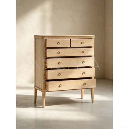 Oak Six Drawer Chest - scene