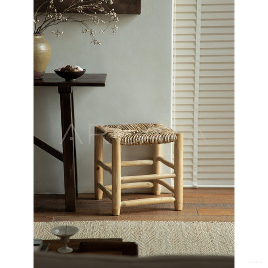 Straw Woven Bench - scene