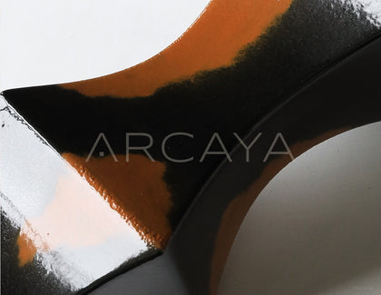 Mid Century Black Brown Kiln Glaze Vase - scene