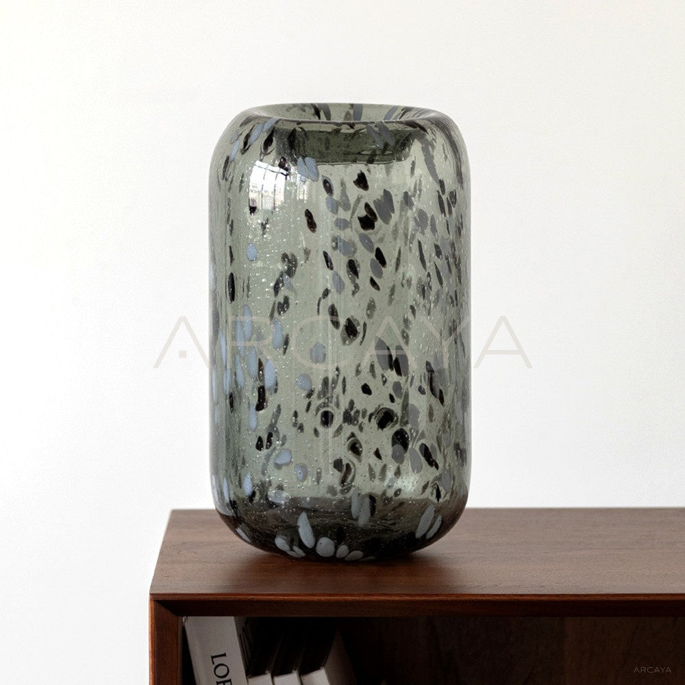 Mist Grey Speckled Glass Vase - main