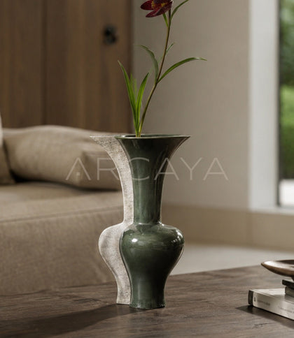Wabi Sabi Two Tone Irregular Ceramic Vase - scene