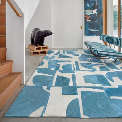 Light French Nordic Living Room Rug - scene