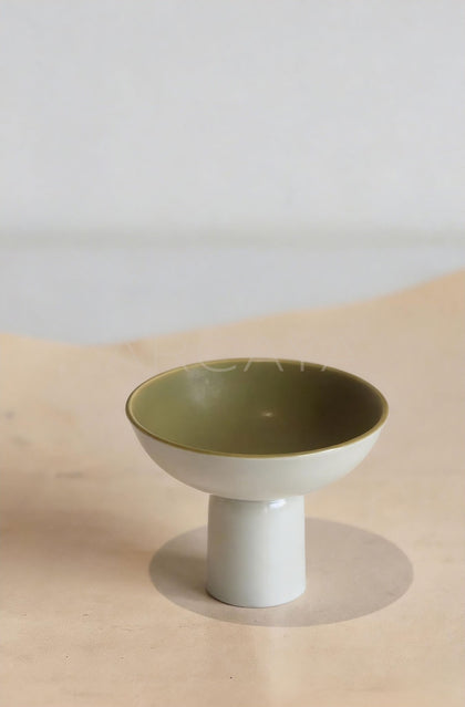 Handmade Footed Ceramic Sauce Dish - scene