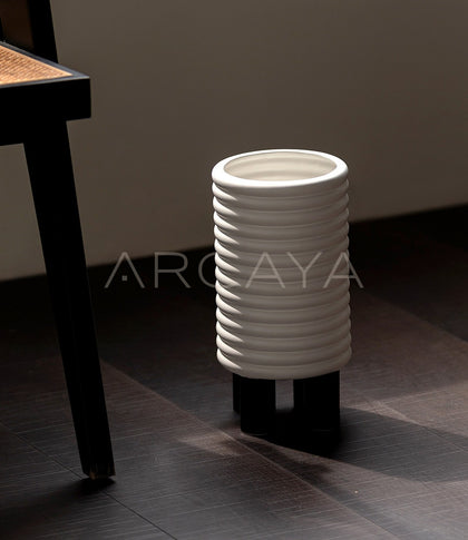 Vintage White Spiral Ceramic Vase - scene