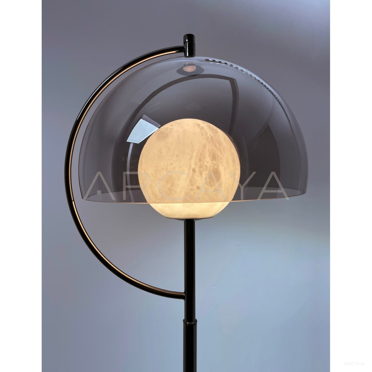 Stone Globe Smoked Half Shade Floor Lamp 95171 in detail