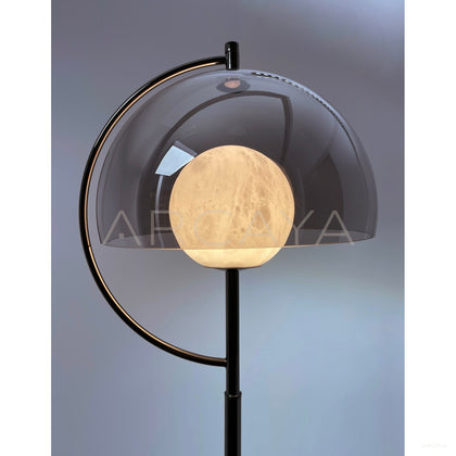 Stone Globe Smoked Half Shade Floor Lamp 95171 - scene