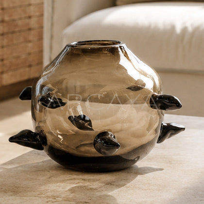Handmade Sphere Glazed Glass Vase - main