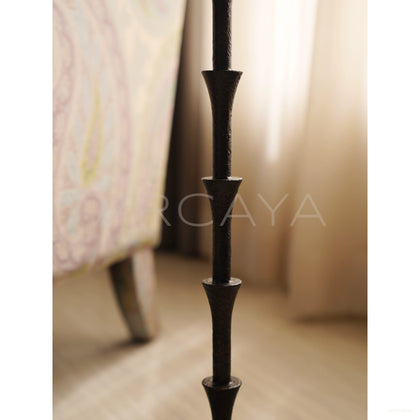 Hand Forged Bamboo Joint Marble Side Table - scene