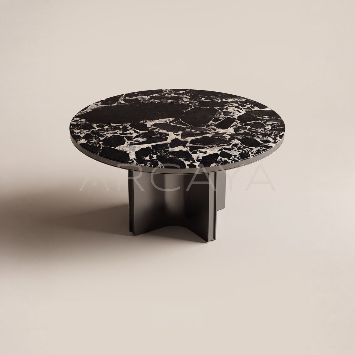Black Stone Split Metal Round Table - main