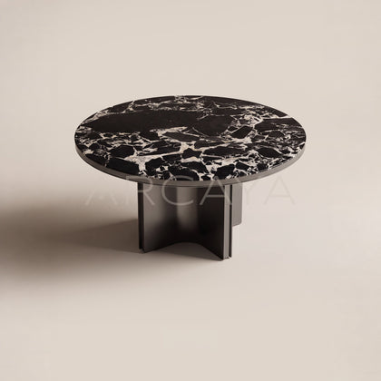 Black Stone Split Metal Round Table - main