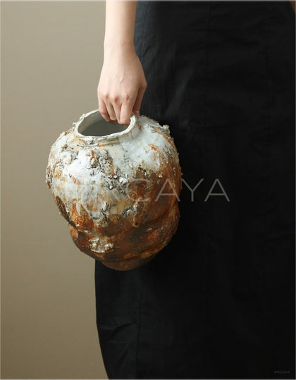 Large Floor Wabi Sabi Jar Vase - scene