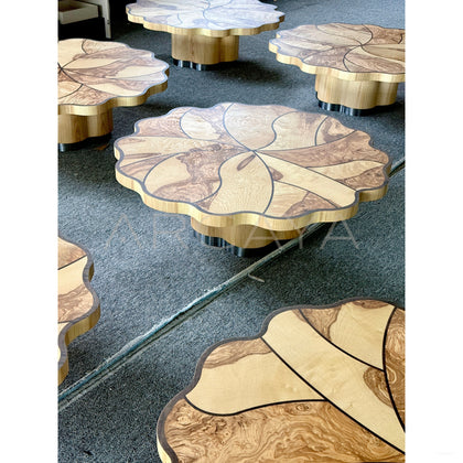 Lotus Leaf Solid Wood Coffee Table - scene