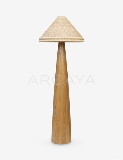 Natural Wood Cone Floor Lamp - scene