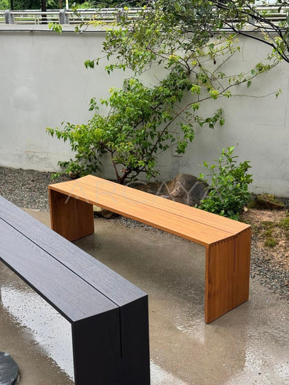 Burmese Teak Two Tone Bench - scene