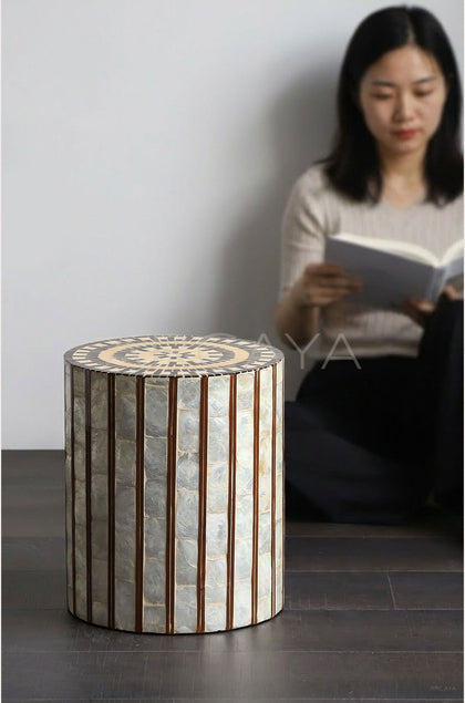 Shell Inlay Mobile Side Table - scene