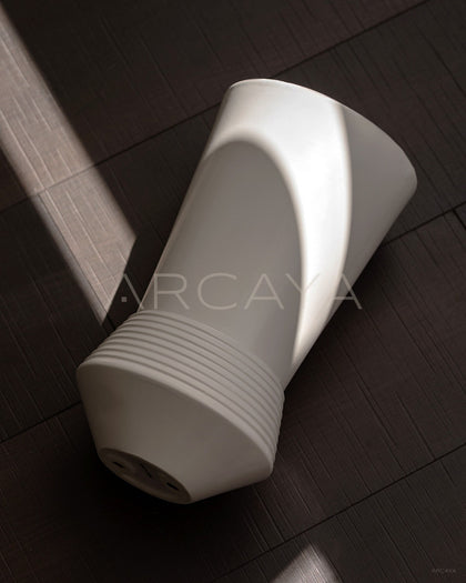 Ring Stacked Waist White Ceramic Vase - scene
