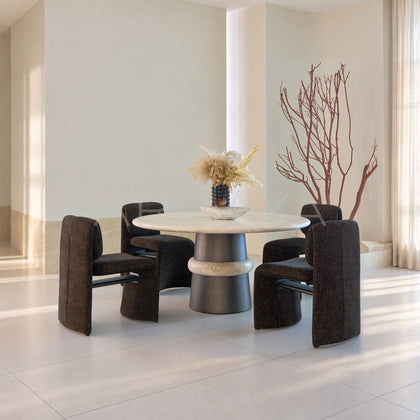 Soft Light Travertine Dining Table - main