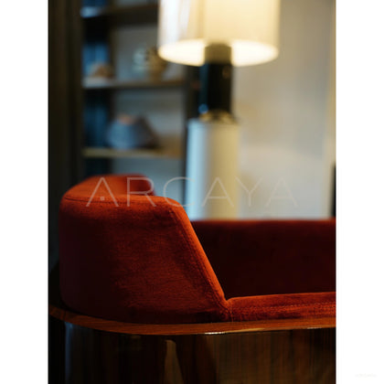 Wine Red Velvet Armchair - scene