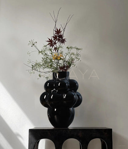 Black French Glass Vase - scene