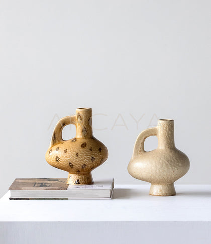 Vintage Handled Irregular Ceramic Vase - scene