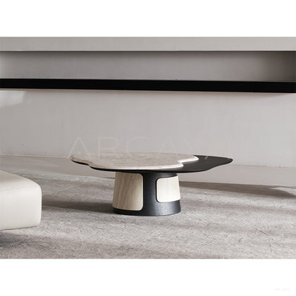 Italian Irregular Cloud Travertine Coffee Table - scene