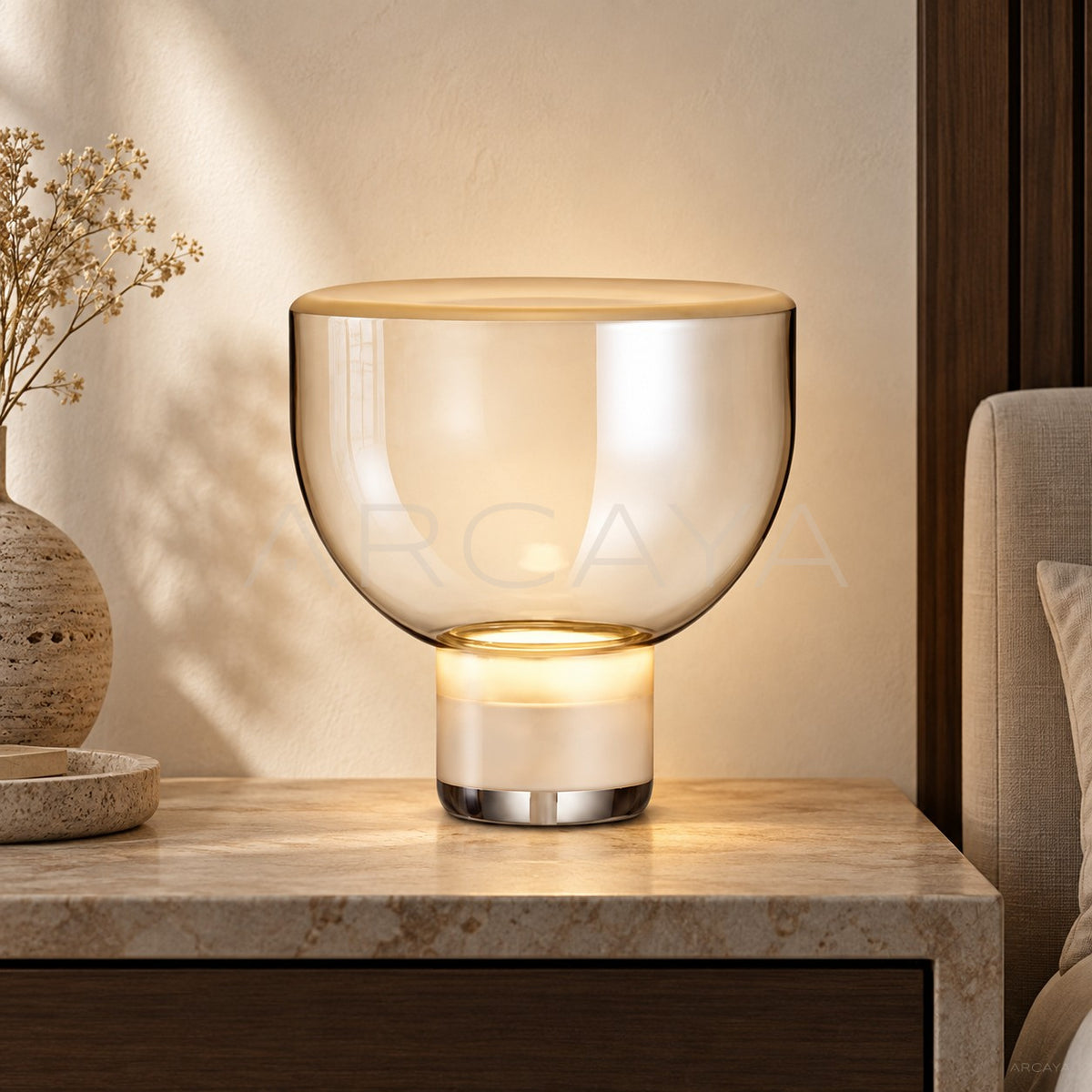 Gold Double Glass Bowl Table Lamp 10872 - main
