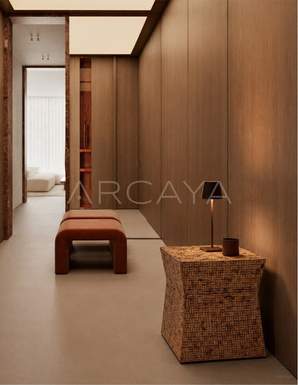 Textured Handwoven Side Table Dressing Room - scene