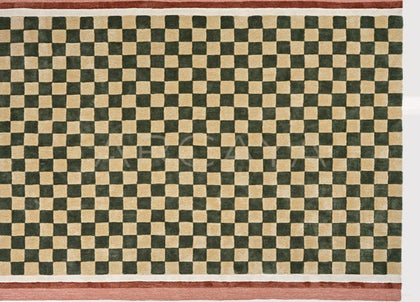 Green Beige Checkerboard Rug Dsm P007 F - scene