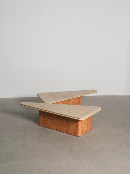 Raw Travertine Burl Coffee Table - scene