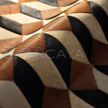 Geometric Patchwork Cowhide Rug - scene