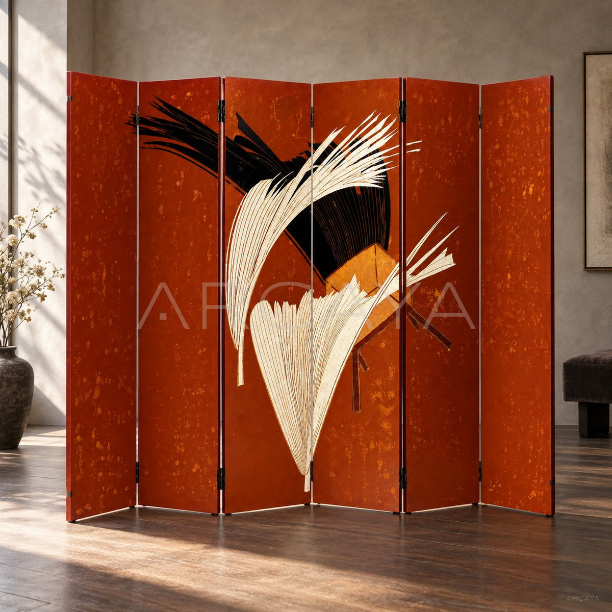 Hand Painted Lacquer Folding Screen - main
