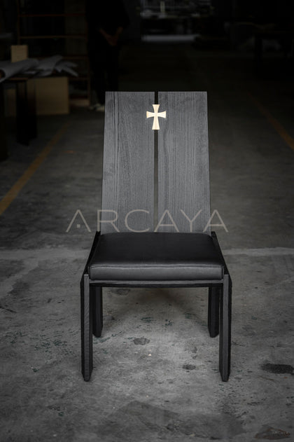 Wabi Sabi Charcoal Black Solid Wood Chair - scene