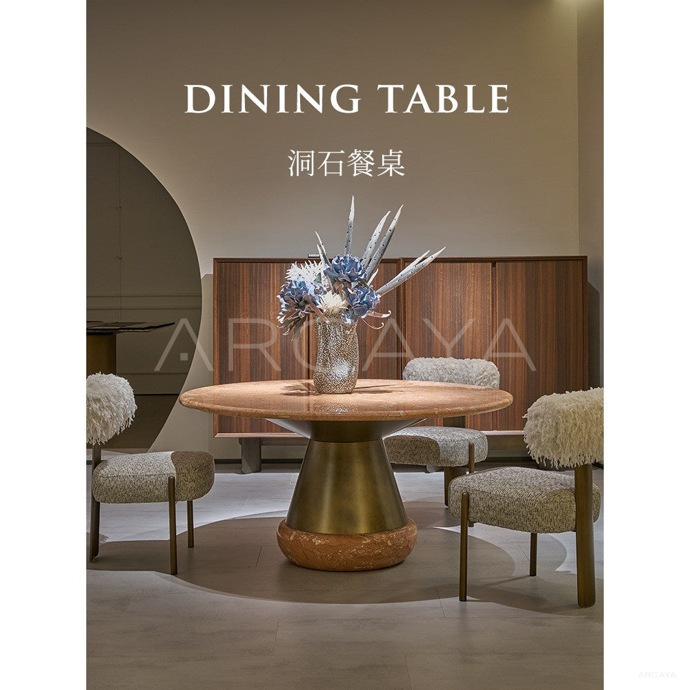 Orange Ice Jade Raw Stone Dining Table in detail