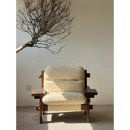 Natural Mid Century Single Lounge Chair - scene