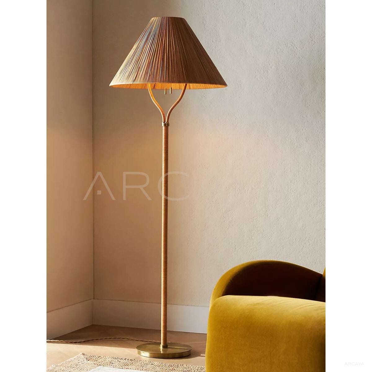 Delphine Rattan Floor Lamp in detail
