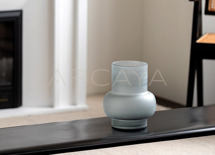 Mist Grey Frosted Gourd Glass Vase - scene