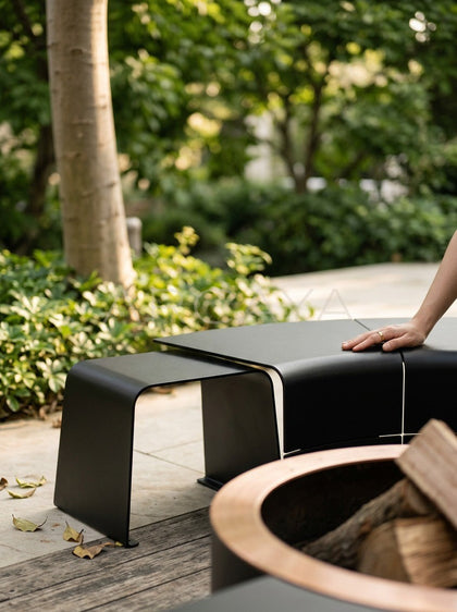 Outdoor Garden Fire Pit Matte Black - scene