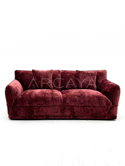 Bean Paste Pink Chenille Sofa - scene