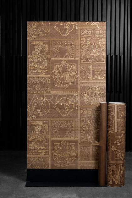 Gilded Carved Wallpaper Folding Screen - scene