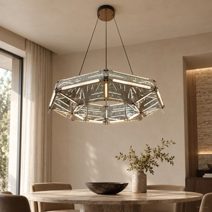 Octagonal Prism Halo Single Ring Pendant Light 80723 - main