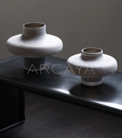 Wabi Sabi Sand Grey Textured Glass Vase - scene
