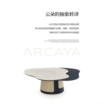 Italian Irregular Cloud Travertine Coffee Table - scene
